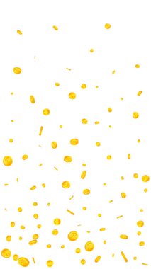 Chinese yuan coins falling. Scattered gold CNY coins. China money. Global financial crisis concept. Vector illustration.