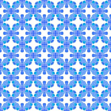 Mozaik kusursuz desen. Mavi muhteşem boho şık yaz tasarımı. Tekstil hazır Gerçek baskı, mayo kumaş, duvar kağıdı, ambalaj. El çizimi yeşil mozaik pürüzsüz sınır.