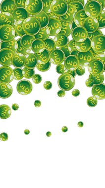 Q10 vitamini yuvarlak kapsülleri rastgele dağılmış. Güzellik ve beslenme cilt bakımı. Temel vitamin vektör illüstrasyonu. Refah kavramı.