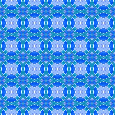 Çizgili el çizimi tasarımı. Mavi muhteşem boho şık yaz tasarımı. Tekstil hazır baskı, mayo kumaş, duvar kağıdı, ambalaj. Çizgili çizgili sınır çizgisi tekrarlanıyor.