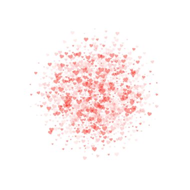 Serpiştirilmiş kalpler sevgililer günü şablonu. Kırmızı kalpler beyaz arka plana saçılmış. Kutlama serpiştirilmiş kalp vektör illüstrasyonu.