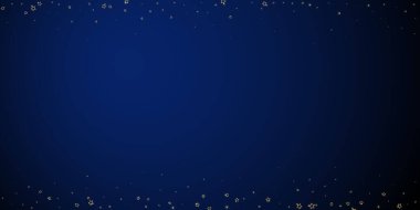 Parıldayan yıldızlar rastgele dağılmış, uçuyor, düşüyor, yüzüyor. Noel kutlaması kavramı. Koyu mavi arkaplanda kutlama yıldızları vektör illüstrasyonu.