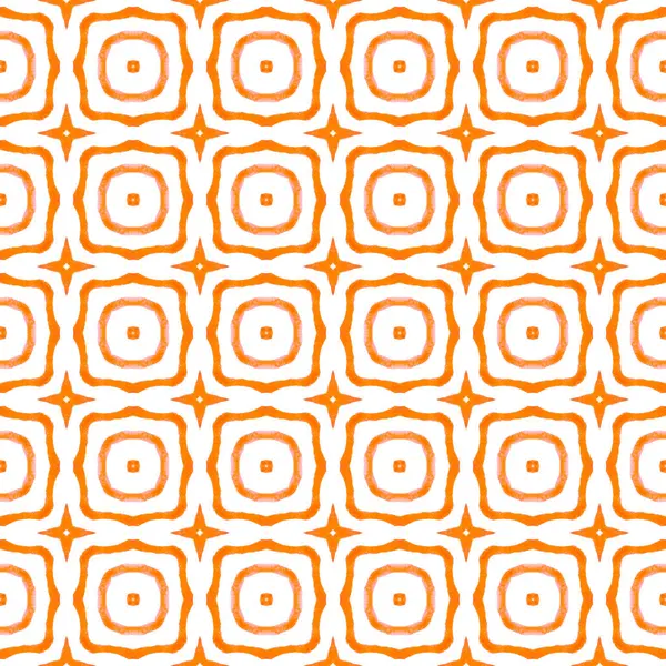 Tekstil hazır ekstra baskı, mayo kumaş, duvar kağıdı, ambalaj. Turuncu şaşırtıcı boho şık yaz tasarımı. El çizimi yeşil mozaik pürüzsüz sınır. Mozaik pürüzsüz desen.