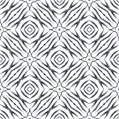 Tropik, pürüzsüz desen. Siyah ve beyaz. Gerçek boho şık yaz tasarımı. El çizimi tropikal, pürüzsüz sınır. Tekstil hazır şaşırtıcı baskı, mayo kumaş, duvar kağıdı, ambalaj..