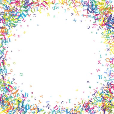 Okul geçmişi kavramı. İngilizce 'nin renkli çocuksu harfleri. Yabancı diller öğrenim kavramı. Beyaz arkaplanda okul afişine geri dön.