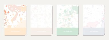 Not defteri kapağı tasarımı. Doğal taşlar, granit, kuvars ve mermerden yapılmış terrazzo soyut arka plan. Venedik terrazzo dokusu şablonu.