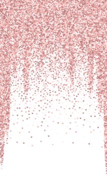 Kalp konfetisi sevgililer günü kaplaması. Kırmızı kalpler beyaz arka plana saçılmış. Joyfull Heart konfeti vektör çizimi