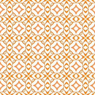 Tekrar eden çizgili el çizgisi sınırı. Turuncu klasik boho şık yaz tasarımı. Tekstil hazır muhteşem baskı, mayo kumaş, duvar kağıdı, ambalaj. Çizgili el çizimi tasarımı.