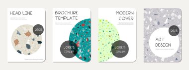 Not defteri kapağı tasarımı. Doğal taşlar, granit, kuvars ve mermerden yapılmış terrazzo soyut arka plan. Venedik terrazzo dokusu şablonu.