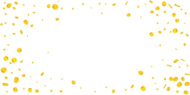 Kore bozuk paraları düştü. Dağınık altın Won paraları. Kore parası. Küresel finansal kriz konsepti. Geniş vektör illüstrasyonu.