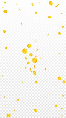 Indian rupee coins falling. Scattered gold INR coins. India money. Jackpot wealth or success concept. Vector illustration.