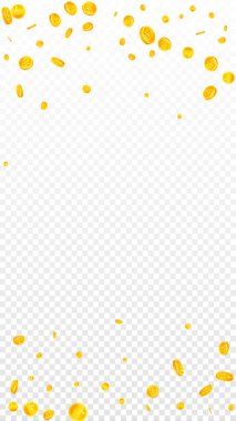 Korean won coins falling. Scattered gold WON coins. Korea money. Jackpot wealth or success concept. Vector illustration.