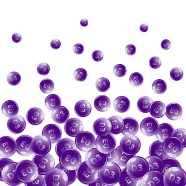 D3 vitamini yuvarlak kapsülleri. Güzellik ve beslenme cilt bakımı. Tıbbi ve bilimsel geçmiş. Sağlıklı yaşam konsepti.