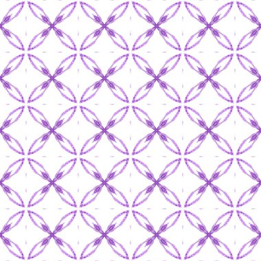 Watercolor summer ethnic border pattern. Purple fascinating boho chic summer design. Ethnic hand painted pattern. Textile ready artistic print, swimwear fabric, wallpaper, wrapping.