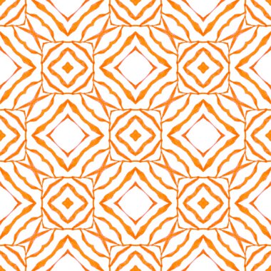 Madalyon pürüzsüz desen. Turuncu fevkalade boho şık yaz tasarımı. Suluboya madalyonu, kusursuz sınır. Tekstil hazır muhteşem baskı, mayo kumaş, duvar kağıdı, ambalaj..