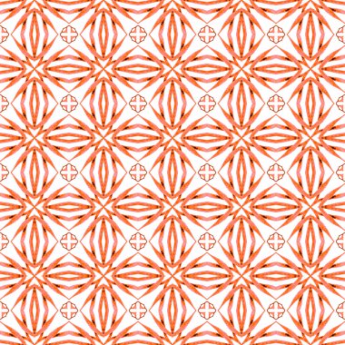 Madalyon pürüzsüz desen. Turuncu lekesiz boho şık yaz tasarımı. Tekstil hazır olağanüstü baskı, mayo kumaş, duvar kağıdı, ambalaj. Suluboya madalyonu, kusursuz sınır.