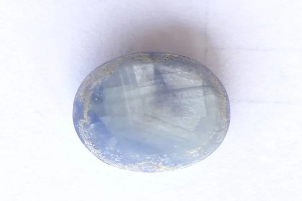 Nira Myanmar Azul Acinzentado Pastel Gemstone Cabochon Semigema Mineral Close — Fotografia de Stock