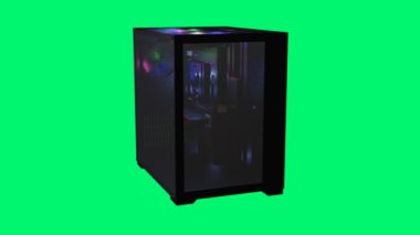 4 muhteşem hayranı ve RGB ışıklandırması olan 3D işlemeli siyah bilgisayar dosyası, bu video Yeşil bir arkaplan içerir. Yeşil ekran, arka planı otomatik olarak video veya resimlerden kaldırmanızı sağlar.