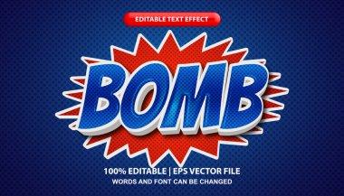 Bomb editable text effect template, bold gradient effect in comic pop art font style