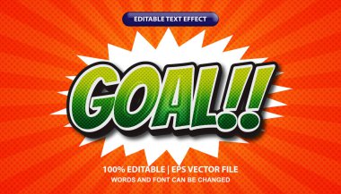 Goal text, editable text effect template in comic style, sunbrust pop art background