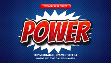 Power text, editable text effect template in comic style, bold letters in pop art style
