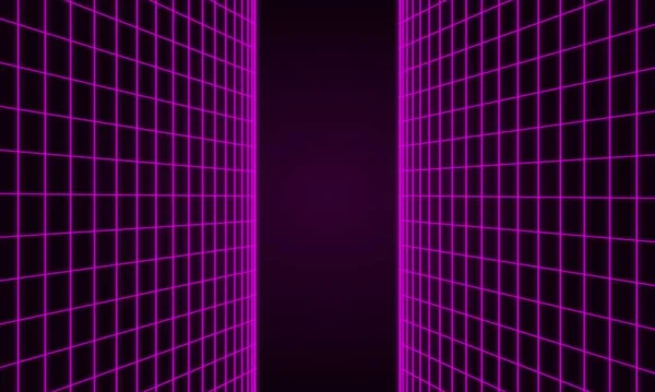 Retro background futuristic landscape 1980s style, 80s sci-fi or game style, retro neon background with 80 styled laser grid, Perspective grid abstract background