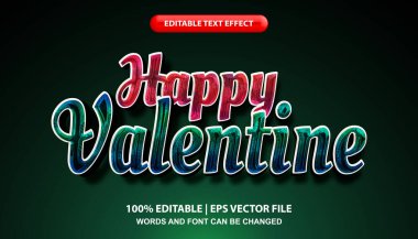 Happy valentine text, editable 3d text effect, shiny effect valentines day font style