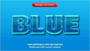 Blue editable text effect template, bold glossy blue effect font style typography
