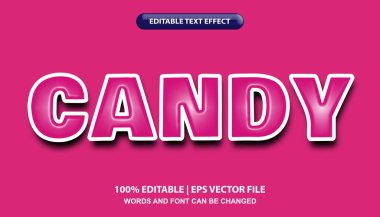 Candy editable text effect template, Pink color lettering with shiny candy effect font style