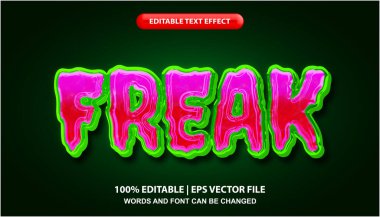 Freak editable text effect template, shiny pink and green slime effect font style typography