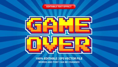 Game over, editable text effect template, cartoon game font style