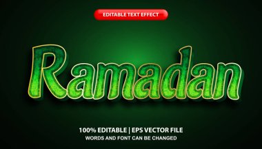 Ramadan, editable text effect template, bold green gradient font style