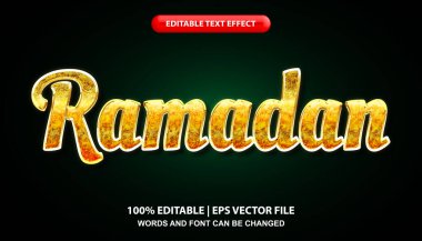 Ramadan, editable text effect template, shining gold font style