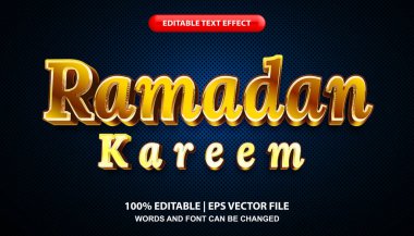 Ramadan kareem, editable text effect template, shining gold font style