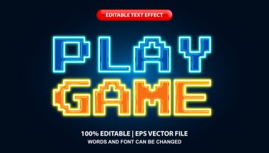 Game over, editable text effect template, cartoon game with neon light effect font style