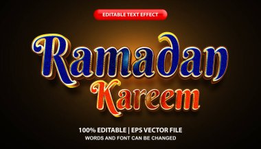 Ramadan kareem, editable text effect template, shining bold font style