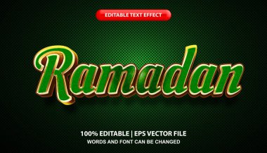 Ramadan, editable text effect template, shining gold and green font style