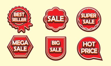 Set of vector promotional 3D badges. Sale 3D label collection. Banner Template