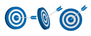 Circle target with arrow attached to blue color target in 3D style Vector Illustration