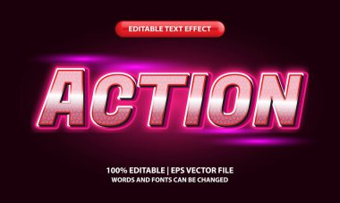 Action Text, editable text effect template, neon light bold effect movie title font style