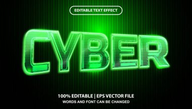 Cyber text effect template, glowing neon light editable text style