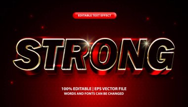 Strong text, editable 3d text effect template, futuristic neon light text style  