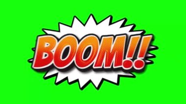 Boom in vintage style, cartoon style, pop art comic, boom effect, motion graphics