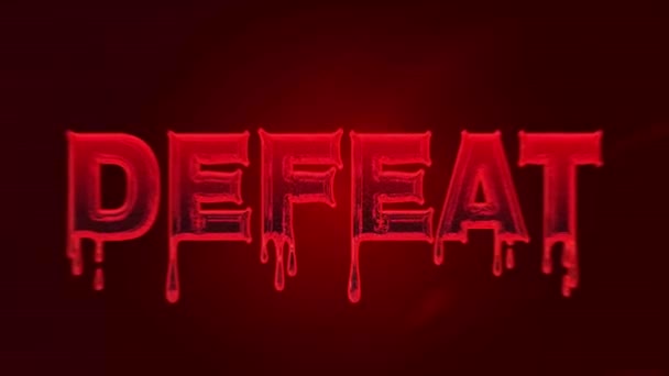 Game Defeat Text Fluid Effect Red Color Background Defeat Message — Stok video