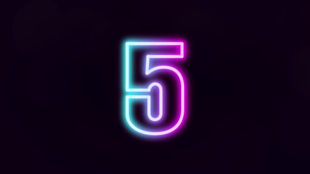Neon Light Glowing Effect Countdown Timer Seconds — Stok video