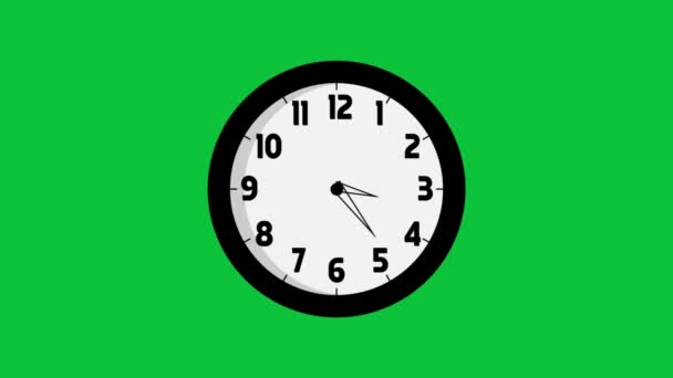 Horloge Temps Animée Déplaçant Sur Écran Vert Changements Horloge Séquences — Video