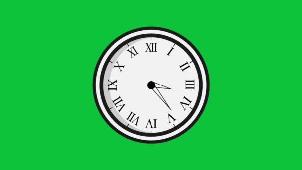 緑の画面で動くアニメーション時計 時計の変更 アニメーション時計の変更の4K映像 — ストック動画