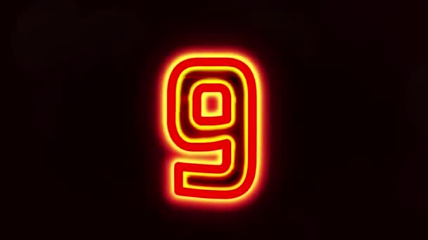 Fiery Neon Light Shining Effect Countdown Timer Seconds — Stockvideo