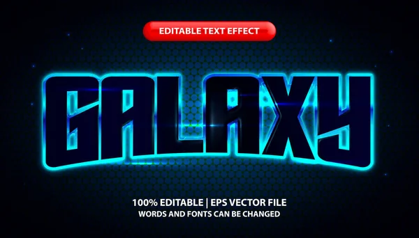 Texte Galaxy Modèle Effet Texte Modifiable Effet Néon Bleu Style — Image vectorielle