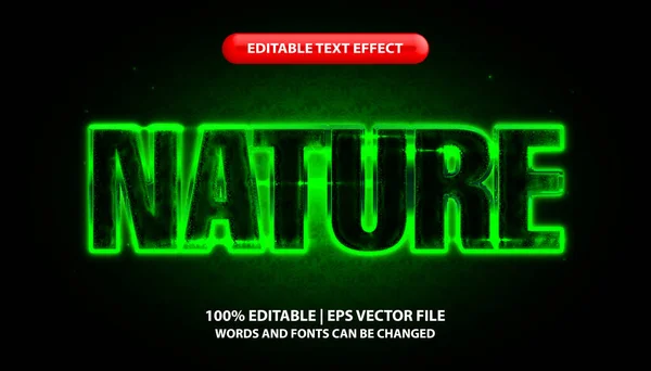 Texte Naturel Modèle Effet Texte Modifiable Effet Lumière Néon Vert — Image vectorielle